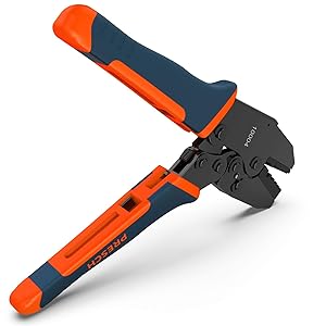 PRESCH Crimpzange mit orangem Griff, Quetschzange, Adernendhülsenzange.