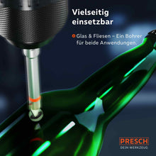 PRESCH Fliesenbohrer für Feinsteinzeug mit Mehrzweckeinsatz bei Glas und Keramikfliesen.