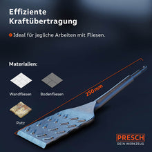 Dimensions du produit : Le ciseau à carrelage a une longueur totale de 250 mm et est idéal pour les carreaux muraux, les carreaux de sol et le plâtre.