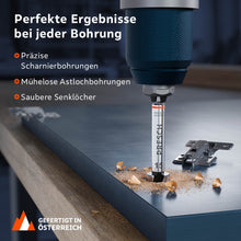 Perfecte resultaten bij elke boring: De 15 mm boor in gebruik voor precieze scharnierboringen, astlochboringen en schone verzinkboringen in meubelbouw.