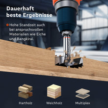 Durée de vie maximale ; la mèche Forstner est idéale pour le bois dur (chêne, bangkirai), le bois tendre et le contreplaqué.