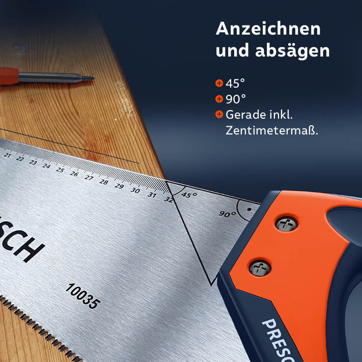 PRESCH Fuchsschwanz mit Messskala für präzises Anzeichnen und Sägen