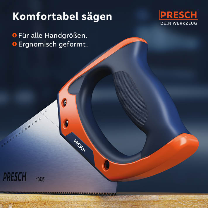 PRESCH Fuchsschwanz Säge mit ergonomischem Griff und robustem Sägeblatt für präzises Sägen
