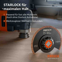 Detailweergave van de Starlock-interface: Geschikt voor bijna alle multitools van de systemen Starlock, Starlock Plus en Starlock Max; maakt een gereedschapsloze wisseling van de voegreiniger in seconden mogelijk.