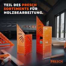 Zwei Anreißwerkzeuge in unterschiedlichen Größen stehen im Regal neben weiteren PRESCH Werkzeugen für Holzbearbeitung
