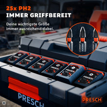 Spenderboxen mit Impact Bits in einem Werkzeugkoffer, vorne die Box mit PH2