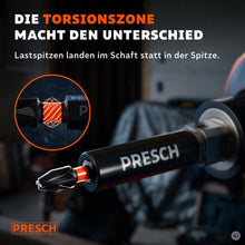 Impact Bit im Bithalter mit hervorgehobener Torsionszone im Schaft