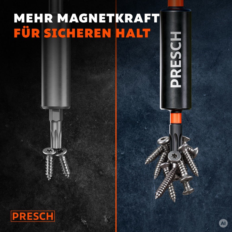 Magnetischer Impact Bit hält mehrere Schrauben, im Vergleich zu einem Standardbit