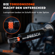 Impact Bit im Bithalter mit hervorgehobener Torsionszone im Schaft