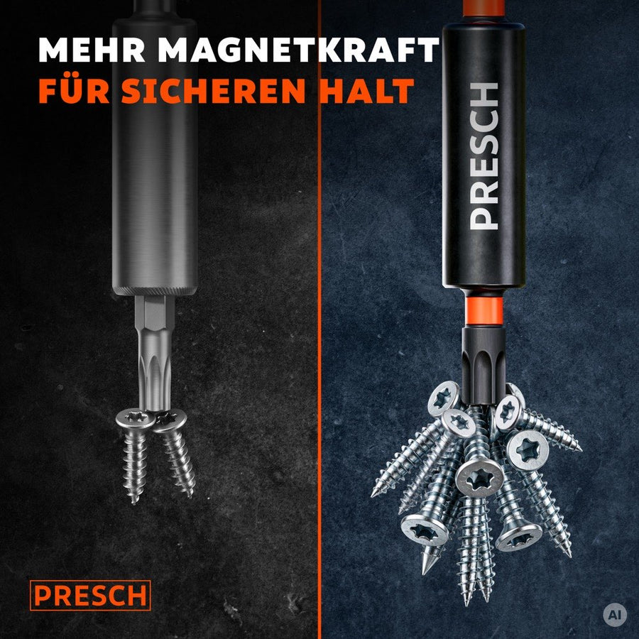 Magnetischer Impact Bit hält mehrere Schrauben, im Vergleich zu einem Standardbit