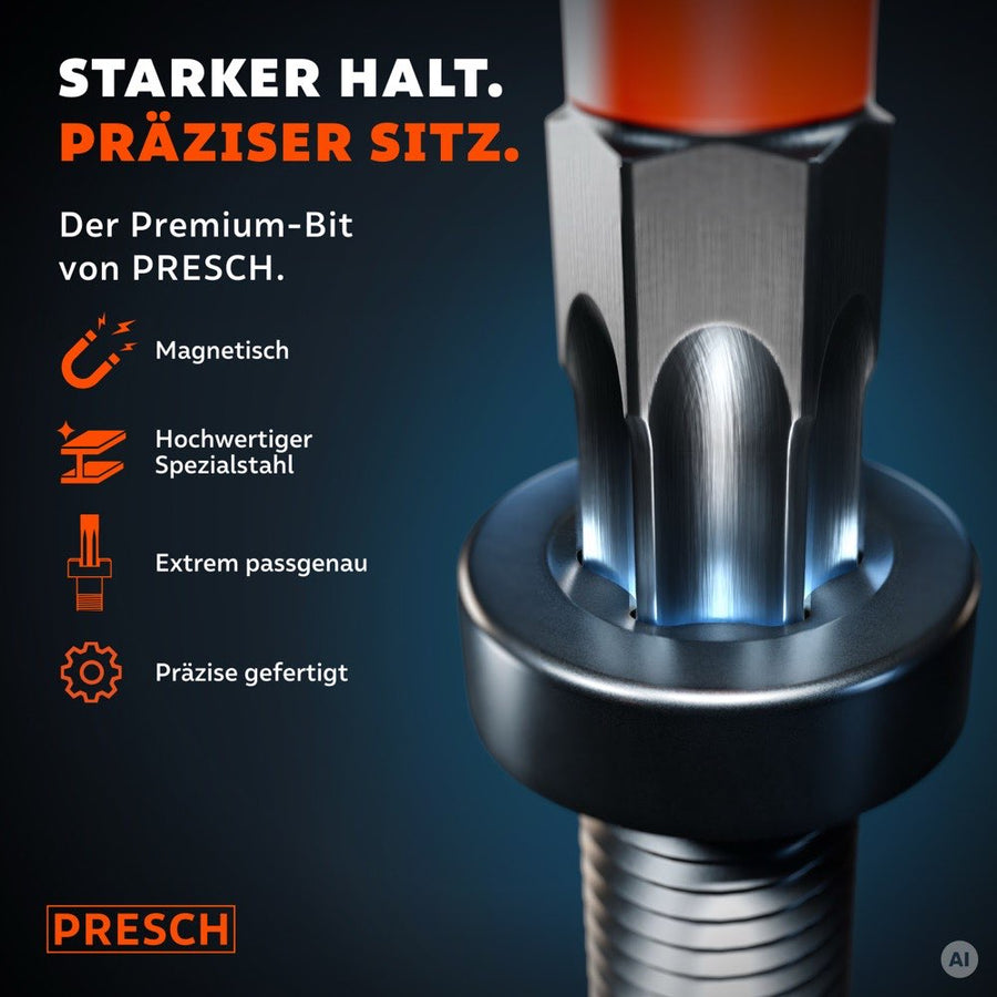 Nahaufnahme eines Impact Bits, der passgenau im Kopf einer Schraube sitzt