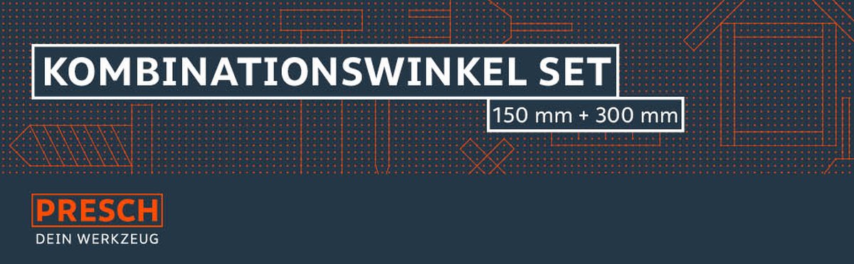 Presch Kombinationswinkel Set mit Maßen für Präzisionsmessungen in der Metall- und Holzverarbeitung