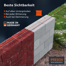 Corde de maçon de Presch pour une visibilité optimale sur différents supports et par toutes les conditions météo, même au crépuscule, Fabriqué en Allemagne.