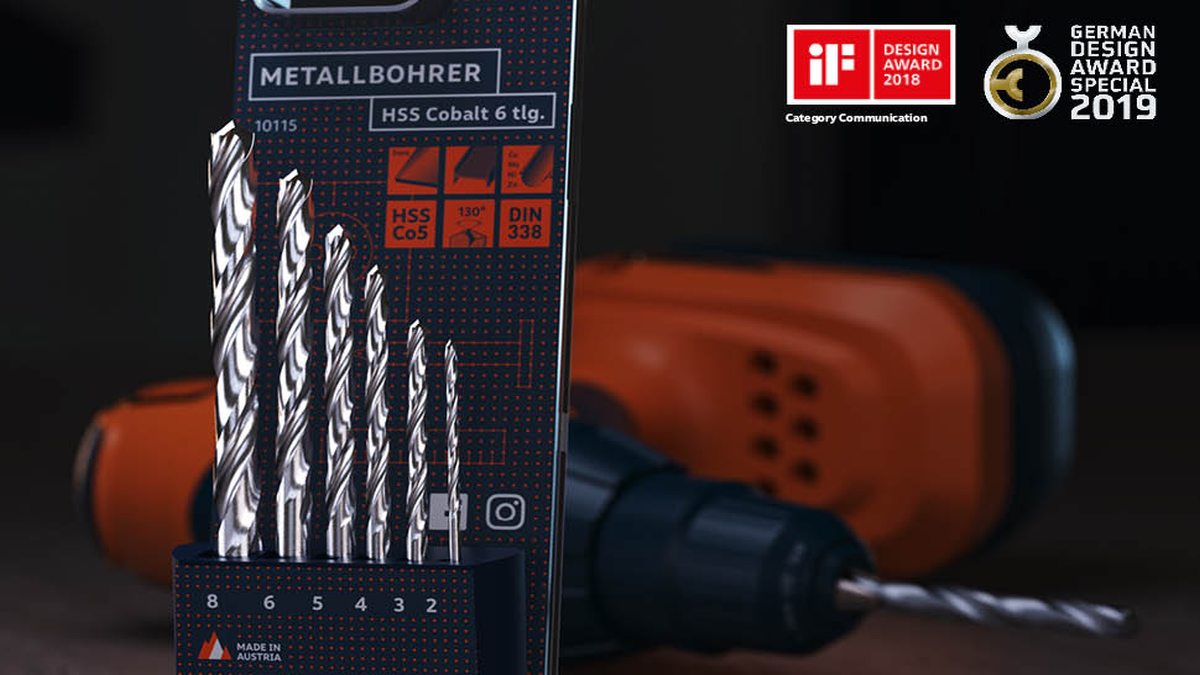 GRABOTE HSS-Cobalt-Bohrer Set – 10 Stück Doppelseitig, 1/8 Zoll (0,3 Cm), Für Metall & Edelstahl