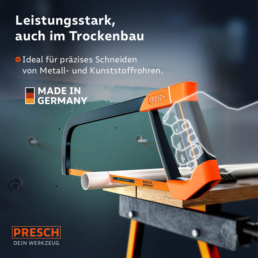 Puissant également pour l'aménagement intérieur : découpe précise de tubes en métal et en plastique directement sur la table de travail.