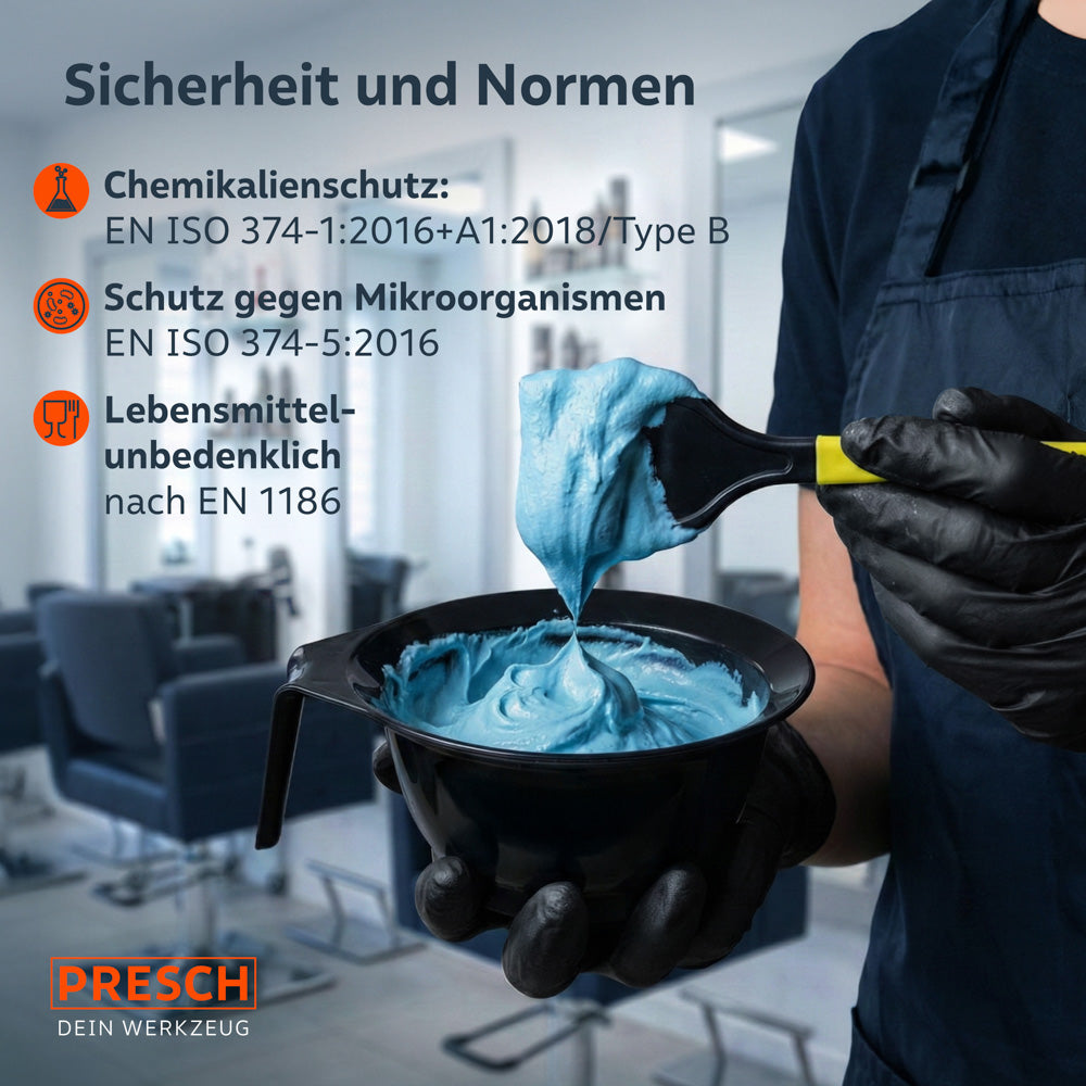 Handschuhe beim Anmischen von Farbe (Normen für Chemie & Lebensmittel).