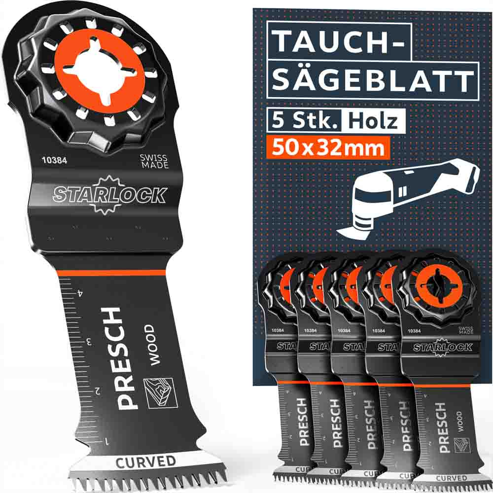 Multitool 5er Set Tauchsägeblatt Holz 50x32mm