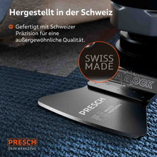 Zwitserse precisie voor renovatieprofessionals: Close‑up van het starre schrapblad met de “Swiss Made” gravure, die staat voor uitzonderlijke materiaalkwaliteit en duurzaamheid.