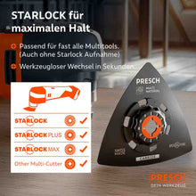 Detailweergave van de universele Starlock-opname: Past bij bijna alle multitools van de Starlock, Starlock Plus en Starlock Max‑systemen; maakt een gereedschapsloze raspwissel in seconden mogelijk.