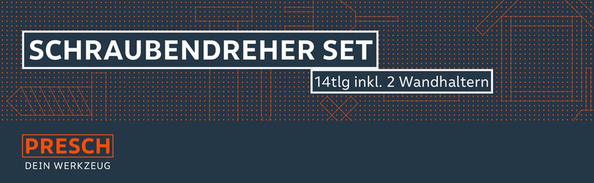 PRESCH Schraubendreher Set mit 14 Teilen und Wandhaltern, Präzisionswerkzeug für Heimwerker und Profis