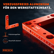 Nahaufnahme des präzisionsgefrästen, eloxierten Aluminiumwinkels mit gelaserter Skala