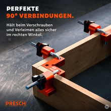 Spannwinkel mit Spannbacken halten Holzleisten beim Verleimen exakt im rechten Winkel