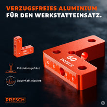 Nahaufnahme des präzisionsgefrästen, eloxierten Aluminiumwinkels mit gelaserter Skala