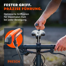 Een hand omvat de gerubberde T-greep bij het instellen van een fietsstuur