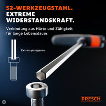 Nahaufnahme der Sechskantklinge aus S2-Stahl über einer Zylinderkopfschraube