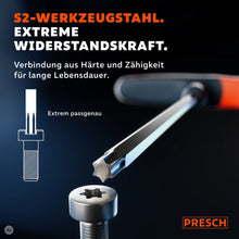 Nahaufnahme der Innensechsrund Klinge aus S2-Stahl über einer Schraube mit Sternprofil