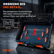 Systemeinlage mit sechs T-Griff Schlüsseln im Werkzeugkoffer, Maße 405 mal 277 mm