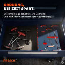 Werkzeugwagen Schublade mit Systemeinlage und eingelegten T-Griff Schlüsseln