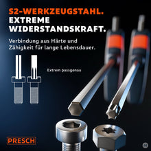 Detailopname van zeskant en sterprofiel uit S2-staal boven twee boutkoppen