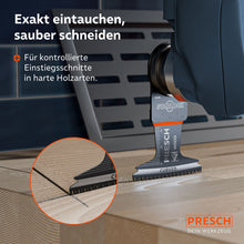 Découpes d'entrée contrôlées : la lame de coupe Curved‑Tec arrondie permet une immersion précise même dans les bois très durs sans déraper.