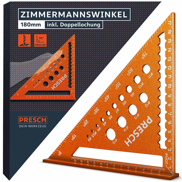 Timmermanshoek 180mm incl. boormal 