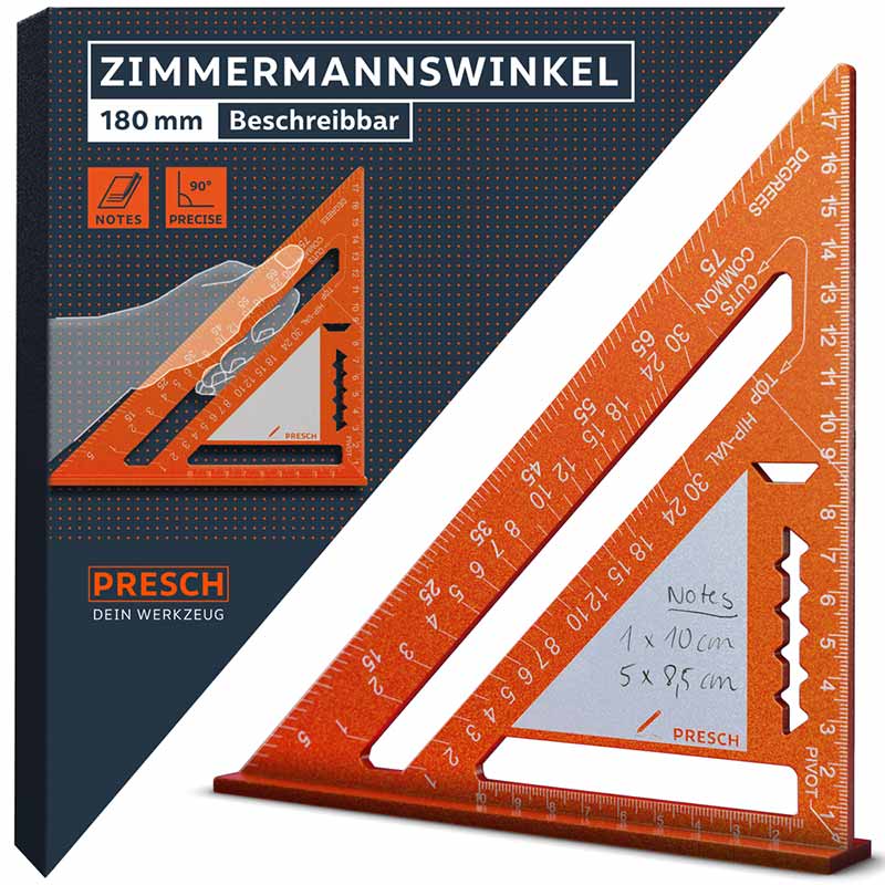 Zimmermannswinkel 180mm inkl. Notizfläche