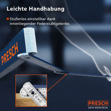 PRESCH mètre ruban 3 m en bleu, règle à articulations flexibles et bonne lisibilité, idéale pour des mesures précises.
