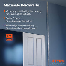 PRESCH règle graduée 3 m en bleu avec affichage de grands chiffres et échelle double face pour des travaux de mesure précis