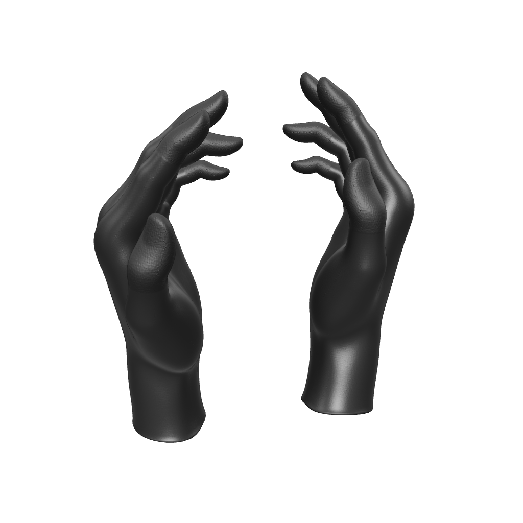 Interaktives 3D-Modell eines schwarzen Nitrilhandschuhs zur Detailansicht von Textur und Passform aus allen Winkeln.