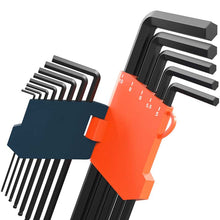 Jeu de clés Allen PRESCH avec différentes tailles dans des supports, noir et orange, pour un travail de précision