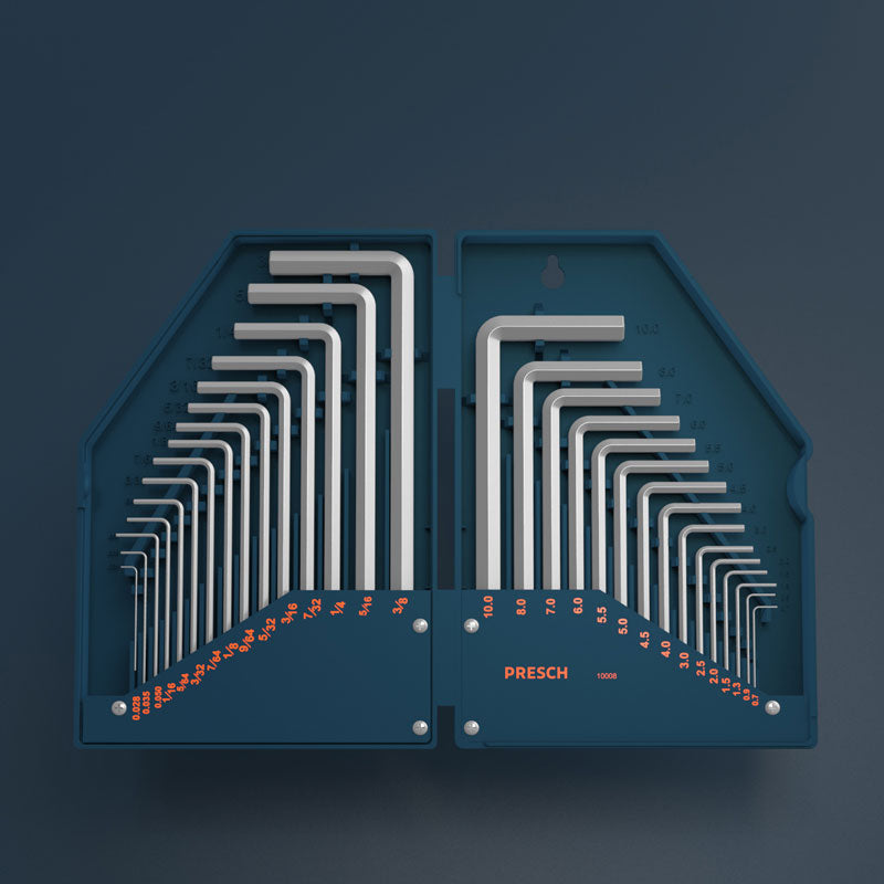 Jeu d'outils PRESCH avec différentes clés Allen et clés Torx dans un support pratique