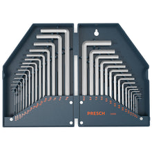 Jeu de clés Allen PRESCH métriques et en pouces, logé dans un support pliable compact.