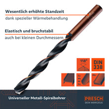 Presch Metallbohrer Set mit erhöhter Standzeit und Wärmebehandlung für präzise Bohrungen in Metall
