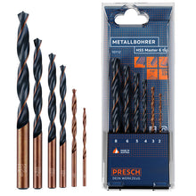 Sechsteiliges Presch Metallbohrer Set HSS Master in Verpackung, Drillbits für Metallbearbeitung, Bohrersatz Stahlbohrer.