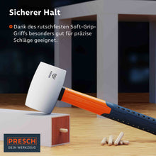 Presch Hammer mit rutschfestem Soft-Grip-Griff für präzise Handwerksarbeiten und Zimmermannstätigkeiten.
