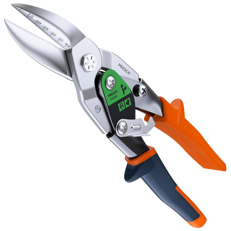 PRESCH Blechschere rechts mit ergonomischem Griff und scharfen Schneiden für Metallbearbeitung