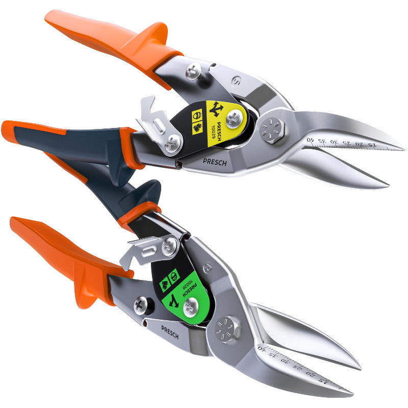 Set de cisailles à tôle PRESCH pour le travail du métal avec poignées ergonomiques et lames tranchantes