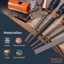 Presch ensemble de limes avec 7 limes à outils différentes pour le traitement des matériaux : acier, métaux non ferreux, bois et plastique.