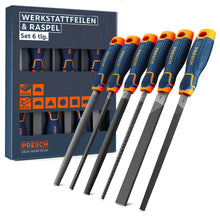 PRESCH Feilenset mit Raspel für Holz und Metall, 6-teilig, inklusive ergonomische Handgriffe