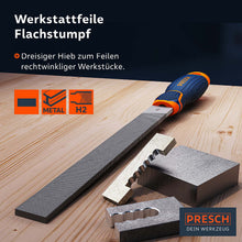 Lime PRESCH avec poignée ergonomique pour le travail du métal et les travaux de finition sur les surfaces en bois.